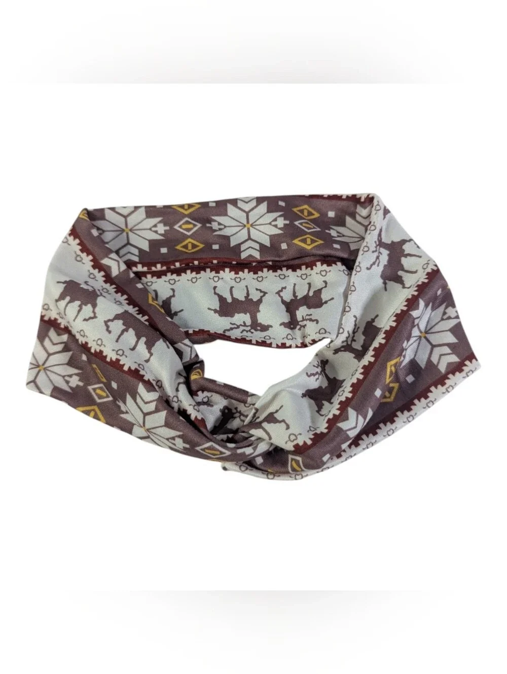 NEW Twist Headband Nordic Pattern One Size Reindeer Snowflakes